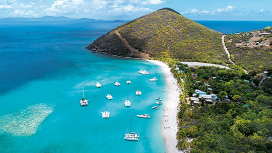 Aerial view of the Tortola coast